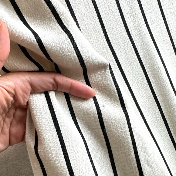 TORY BURCH ‘Filipa’ Black & White Striped Kaftan Linen Tunic Top/12 ~MSRP $348~ - Picture 11 of 17